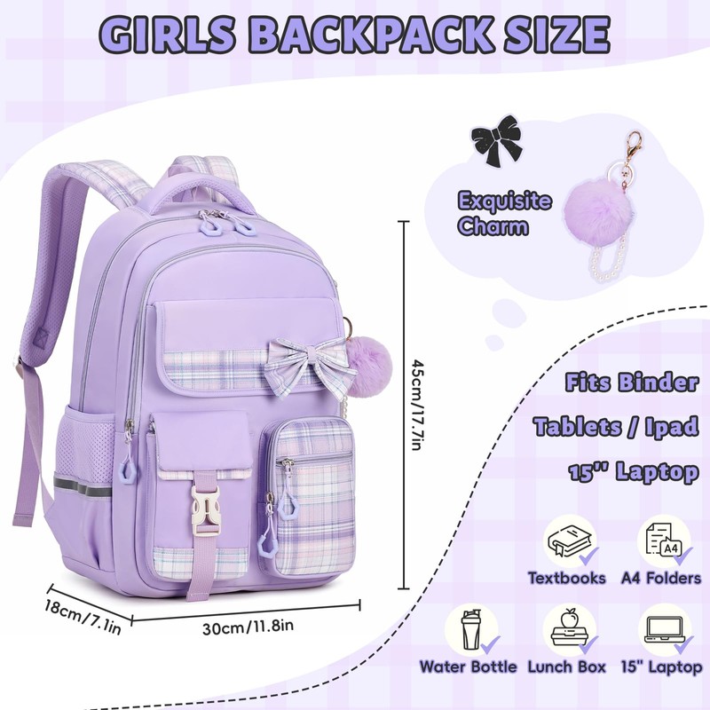 Tanou School Backpack Girls Children's Backpack Waterproof Backpack Teenager Daypack