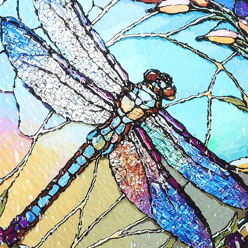 Vivid Dragonfly Glass Hanging Pendant Durable Window Ornament for Home