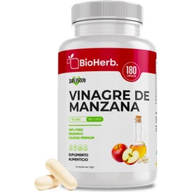 BioHerb. Vinagre de Manzana “Cultivo Madre” Concentrado 100% Puro (180 Capsulas de 500mg) - [Extremadamente Eficaz] - | Alta Concentracion | Rapida Absorcion | Calidad Suprema | Suministro Para 90 Dias 
