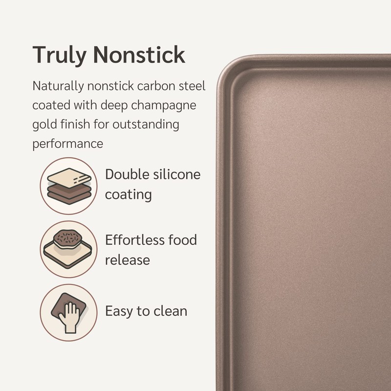 HAPPIELS 15x10 inches Non Toxic Non Stick Baking Sheet Set