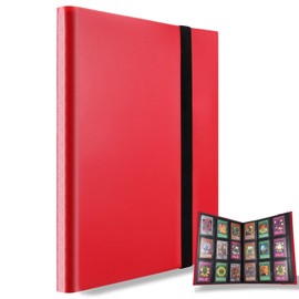 AITIME 360 Pockets Trading Card Binder Album, Side Loading PP Pockets Sleeves, Cards and Coupons Protector Storage Book (Red)