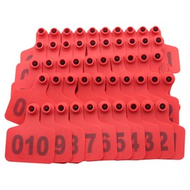 Cattle Ear Tags, Large Plastic Livestock Ear Tags for Sheep Cattle Calf Hog with Number 001-100/101-200/201-300, Animal Identification Ear Tag (Red,001-100)