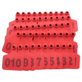 Cattle Ear Tags, Large Plastic Livestock Ear Tags for Sheep Cattle Calf Hog with Number 001-100/101-200/201-300, Animal Identification Ear Tag (Red,001-100)