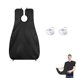 Aiweijia Beard Bib,Portable Beard Apron Waterproof and Non-Stick Grooming Cloth with 2 Suction Cups for Men Trimming Black