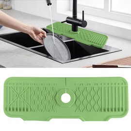 Spritzschutz für Küchenspüle, 43,2 x 15 cm, Silikon-Spritzschutz, Wasserhahn-Ablaufmatte für Küche, Bad und Theke, Spritztrocknung, Arbeitsplatte, Spülbeckenschutz, saugfähige Matte (Grün 2)