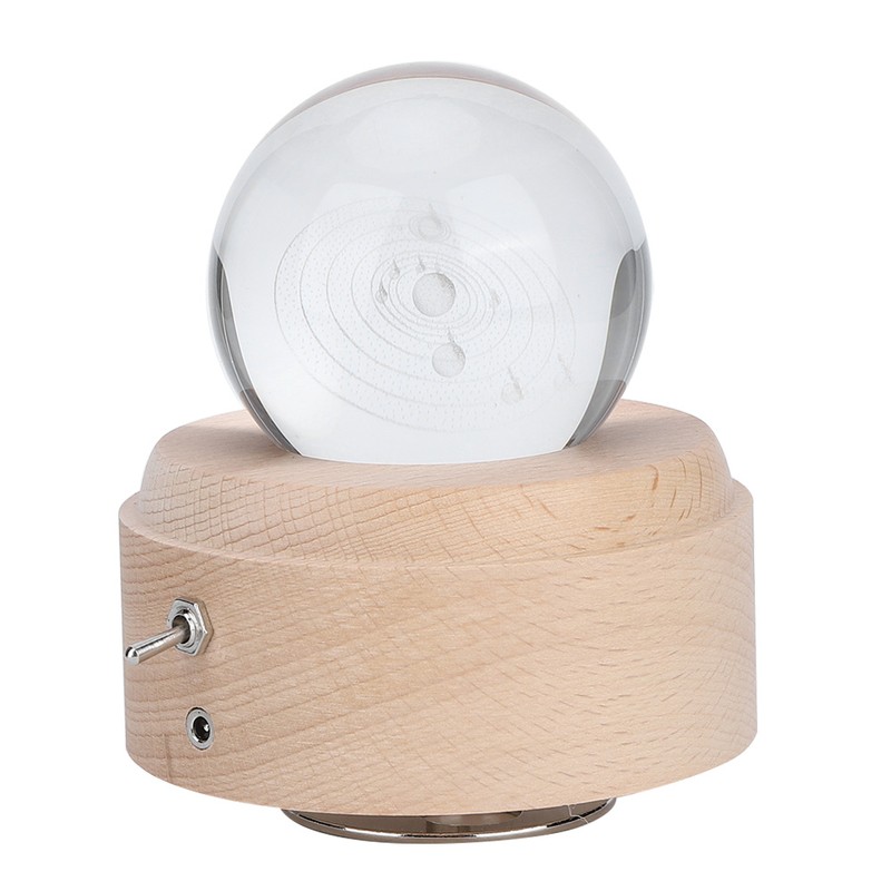 Solar System Pattern Crystal Ball Rotating Music Box USB Charging