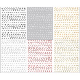 LANODO 6 Pcs Nail Stickers Alphabet 3D English Letters (6 Colors) Alphabet Beautiful Nail Sticker DIY (2042)