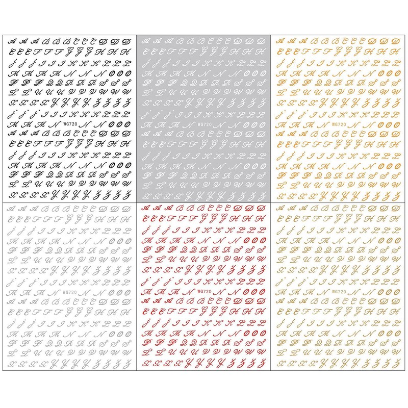 LANODO 6 Pcs Nail Stickers Alphabet 3D English Letters (6