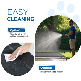 FluffyDream Cooling Elevated Dog Cot Bed Outdoor Raised Portable Dog Beds No-Slip Feet Portable Durable Pet Hammock Bed, 49x31.5x8 Inch, Black