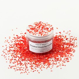 Red Irregular Crushed Glass Chips,DIY Craft Glitter Crystal Broken Glass Pieces,Bulk Transparent 2-4mm Glass Sprinkles, for Resin Art Vase Fill and Glitter Painting Jewelry Making.(200g)