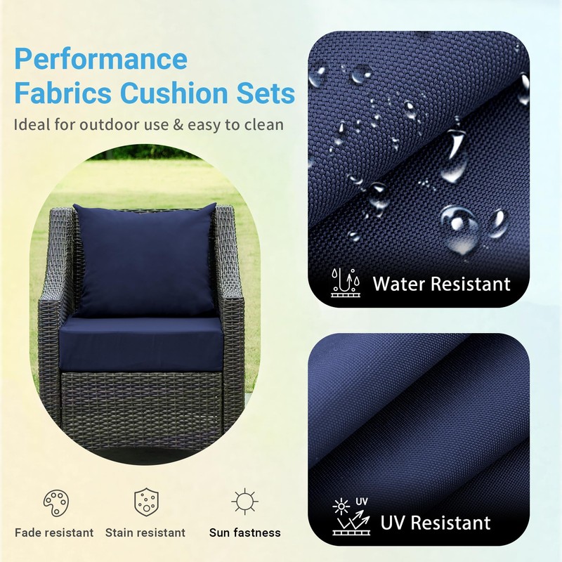 IPYNBAP 24x24x5.75 Inch Patio Cushion Covers for Deep Seat and