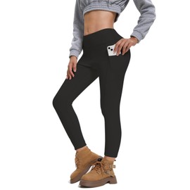 Buttery Soft Yoga Leggings with Pockets for Women - High Waisted Tummy Control Workout Leggings for Gym Yoga Running Black