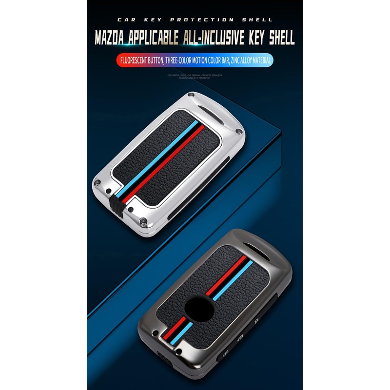 KUNIO Keyless Key Case Fits Mazda 2019-2023 3-Button Metal Housing,
