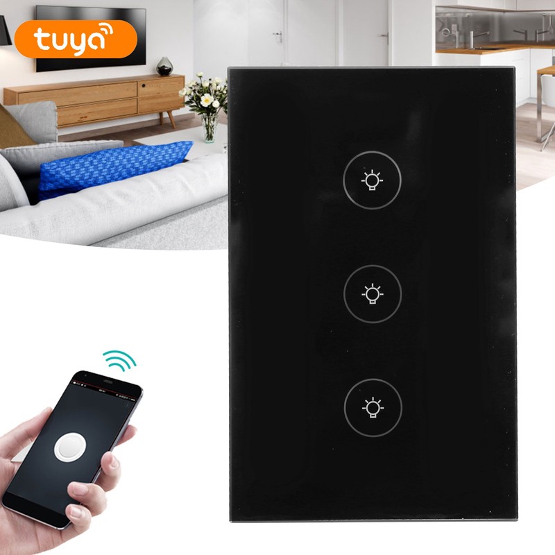 3 Gang Smart WiFi Light Switch Panel Touchable Wireless APP