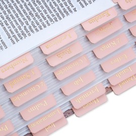 XKDOUS Leather Gold Bible Tabs, Bible Tabs for Women Study Bible, Catholic Bible Tabs, Bible Study Supplies, 66 Bible Tabs for Old and New Testament, Additional 9 Tabs, (Salmon)