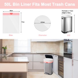 Kitbest Drawstring Bin Liners, Bin Bags, 50 Litres (40 Bags), Strong Bin Liners, Rubbish Bags, Rubbish Bags, Suitable for 40-60 Litre Home and Garden Waste Bins, Tear-Resistant and Waterproof (60 cm x