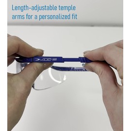 ADC 5001BKQ Full-Frame, Length-Adjustable Protective Eyewear Safety Glasses with UVA and UVB Protection, Black Accents with Clear Lenses