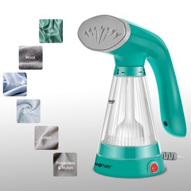 True & Tidy, Steam Hand Held Steamer with Stainless Steel Nozzle, Includes Fabric Brush and Water Cup, TS-20, Teal