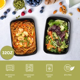 Ezalia 50 Pack- Meal Prep Containers 32oz, Plastic Food Prep Containers Reusable, Leakproof To Go Food Containers with Lids, BPA-Free, Microwave/Dishwasher/Freezer Safe