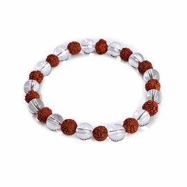 IS4A Panchmukhi (5 Face, Mukhi) Rudraksha Bracelet Elastic Barcelet (Rudraksha Crystal 8 MM)