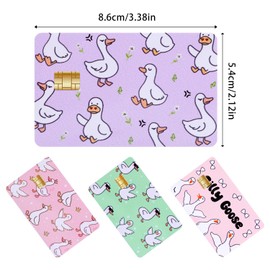 BOXOB 4pcs Goose Credit Card Skin, Fun Debit Card Decal Stickers Animal Flower Waterproof Cards Protective Cover Scratch-Resistant Wrap Sleeve for Bank ID Medicare Transport Cards (4 Colors)