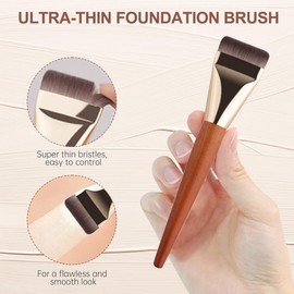 GGUFAY 2 Stück ultradünne Foundation-Pinsel, Pinsel für flüssiges Make-up, Puder, flacher Foundation-Pinsel und abgewinkelter Concealer-Pinsel, Make-up-Pinsel zum Verblenden, Auftragen, Concealer