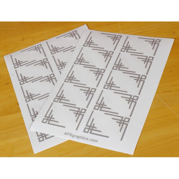 Advanced Printing Small Art Deco Style Geometric Design Corner Decoration 48 Sticker Decals Silver