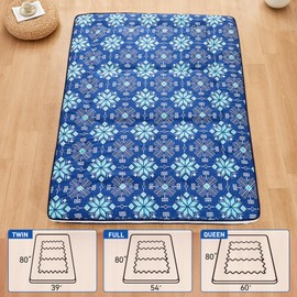 Dr.Futon Japanese Floor Futon Mattress Extra Thick Folding Roll Up Bed Topper Mat for Guest,Lounger and Tavel