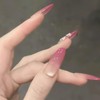 [ALLEVG]ネイルチップ 30枚入 ロング マグネットタイプ 3D彫刻付け爪 ラズベリーレッド グラデーション 春夏 人気 和風