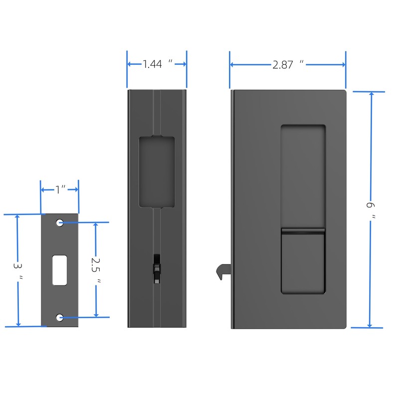 Privacy Pocket Door Lock with Pull, Wooden Sliding Door Handle