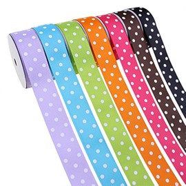 Grosgrain Ribbons 1 Inch Polka Dot Ribbon Set Swiss Dot Fabric Ribbon 35 Yards for Holiday Gift Wrap DIY Bow Hair Accessories Baby Shower Wedding Party Decoration (7 Color, 5 Yard Each)