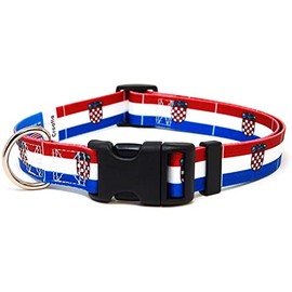 Croatia Dog Collar | Croatia Flag | Quick-release Buckle | Made in NJ, USA | for Medium Dogs | 3/4 inch wide