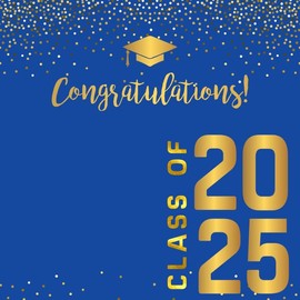 Canessioa Class of 2025 Backdrop Golden Blue Congrats Grad Class of 2025 Decorations Background Congratulations 2025 Graduation Backdrop Prom Party Birthday Banner Studio Props Vinyl 10x8ft