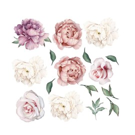 Garneck Blooming Peony Personality Combination Decoration Creative Peony Series Wall Sticker