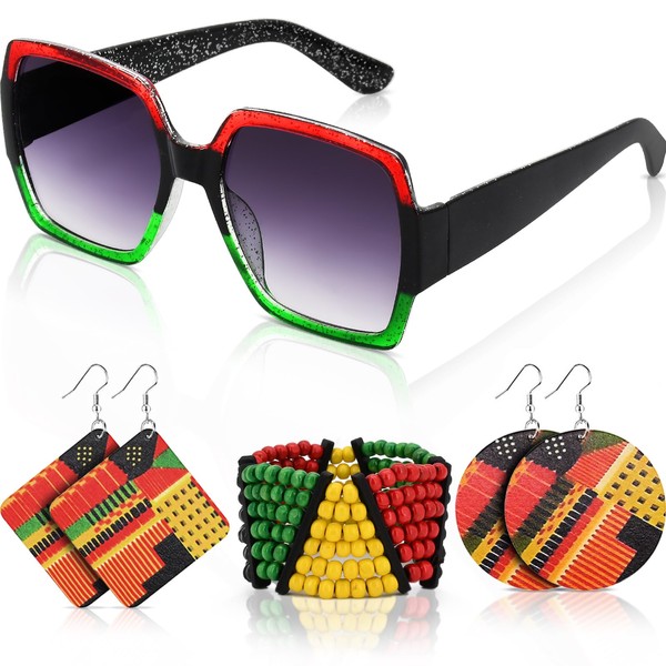 ROLVNHTV 4 Pcs African Jewelry Sets Juneteenth Outfit for Women