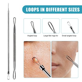 Pickel Ausdrücken Werkzeug Set,10 Stücke Mitesser Entferner,Mitesser Pinzette für Nasen & Gesicht,Geeignet für Akne im Gesicht und Mitesser auf der Nase,Inkl.Aufbewahrungsbox(Edelstahl,Schwarz)