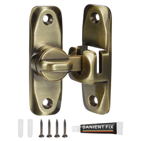 sourcing map 90/180 Degree Barn Door Lock, No Drilling Zinc