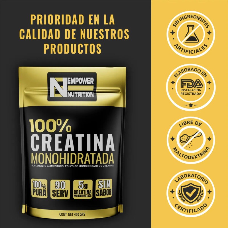 Empower Creatina Monohidratada 100 Pura 450g Servicios Sabor Alta Pureza