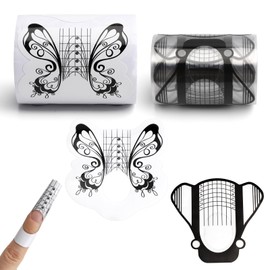 APOMOONS 200 Stück Nagel Schablonen Nagelverlängerung Modellier-Schablone Schwarz Butterfly und Nagelform Guide Selbstklebend Nagelschablonen Nagel für Fingernagel Modellage/DIY Maniküre für Gel-Näge