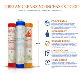 Tibetan Incense Sticks Pack of 3|Hand Rolled Aromatherapy Supplies| Spiritual Natural Insense for Relaxation|Home Scents Products Useful for Mindfulness|Therapeutic Fragrances for Wellness Rituals.