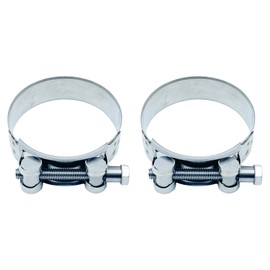 Nanarico Muffler Clamp for Bike Bolt Pipe Hose Clamp Silencer Stainless Steel Band Muffler Band Exhaust Pipe 2-Inch (52-55 mm) Set of 2