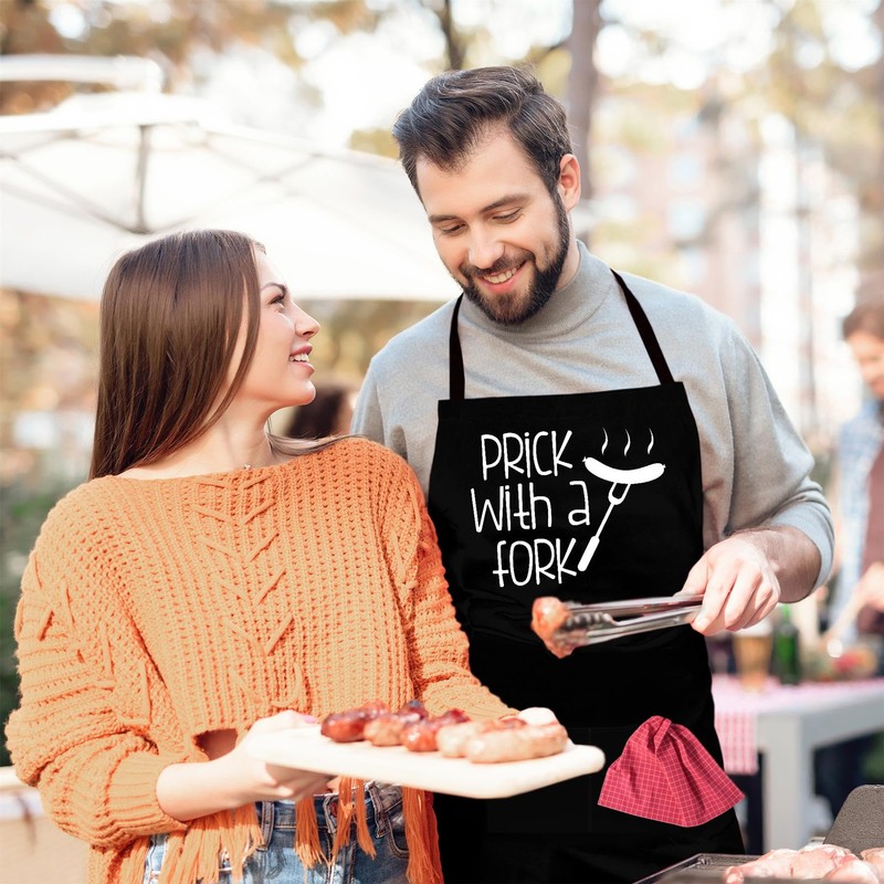 BBQ Aprons for Men, Funny Cooking BBQ Apron in Black