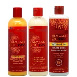 Argan Oil from Morocco Sulfate Free Moisture & Shine Shampoo, Intensive Conditioning Treatment, Curl Activator Creme, Deal Set