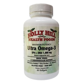 Holly Hill Health Foods Ultra Omega-3 Triglyceride Fish Oil, 1,000 mg EPA + DHA, 60 Softgels