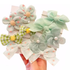 Meltryllis Children's Hair Tie, Ribbon, Set of 10, Baby, Hair Clip, Baby, Won't Damage Hair, Children, Stylish, Kids, Painless, Girls, Hair Ornament, Colorful, Cute, Birthday Gift (Yellow)