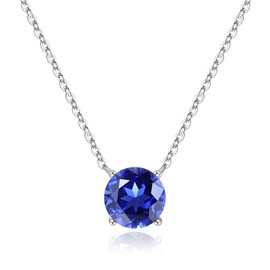 Ursilver Sapphire Necklace for Women, S925 Sterling Silver Birthstone Necklace 2CT Lab Grown Sapphire Birthstone Necklaces September Birthday Gifts Christmas September Jewelry Gifts for Women