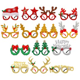 Pack of 14 Christmas Glasses, Christmas Glasses, Funny Christmas Glasses, Photo Props, Party Glasses, Costume Glasses, Christmas Party Glasses for Children, Adults, Men, Women
