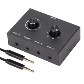 4 Way Stereo Switch, 4 Port Passive Switcher, Audio Input Controller, Suitable for Ensuring Flexible Switching of Audio