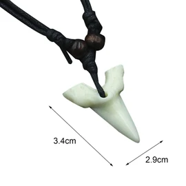 Kuskins Shark Tooth Necklace for Men & Women - Adjustable Cord, Resin Fossil Pendant, Surfer & Beach Jewelry, Cool Shark Teeth Necklace for Boys, Summer Hawaiian Style