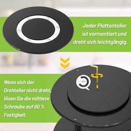 Exabang Turntable 2 Tier Spice Rack, Diameter 25 cm, Spice Kitchen Cabinet Organiser, Spice Jars, Organiser, Spice Rack, Spice Racks for Kitchens, Cupboard, Pantry, Worktop (Black)